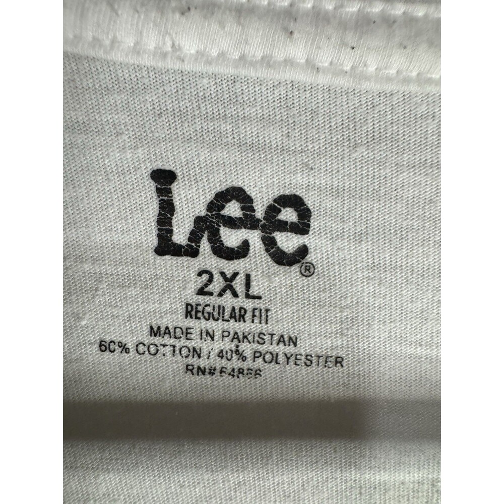 Lee White Short Sleeve Tee with Pocket Size 2X 100% Cotton - Picture 5 of 7